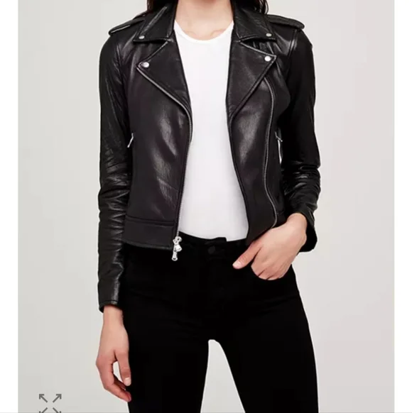 NWT. L'Agence Lambskin Biker Jacket - Picture 1 of 7